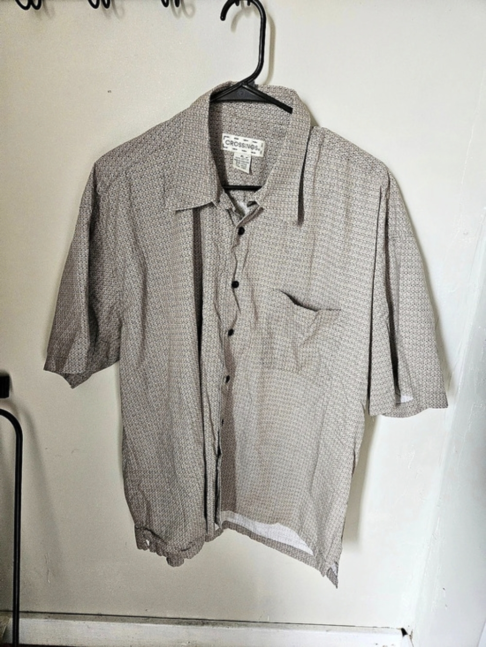 Vintage CROSSINGS Men's Geometric Cotton Shirt XL